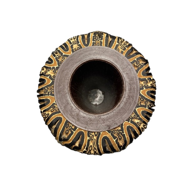 New Zealand Ponga Tree Fern Wood Vase Hand Crafted Mamaku Textured Pattern - Picture 5 of 6